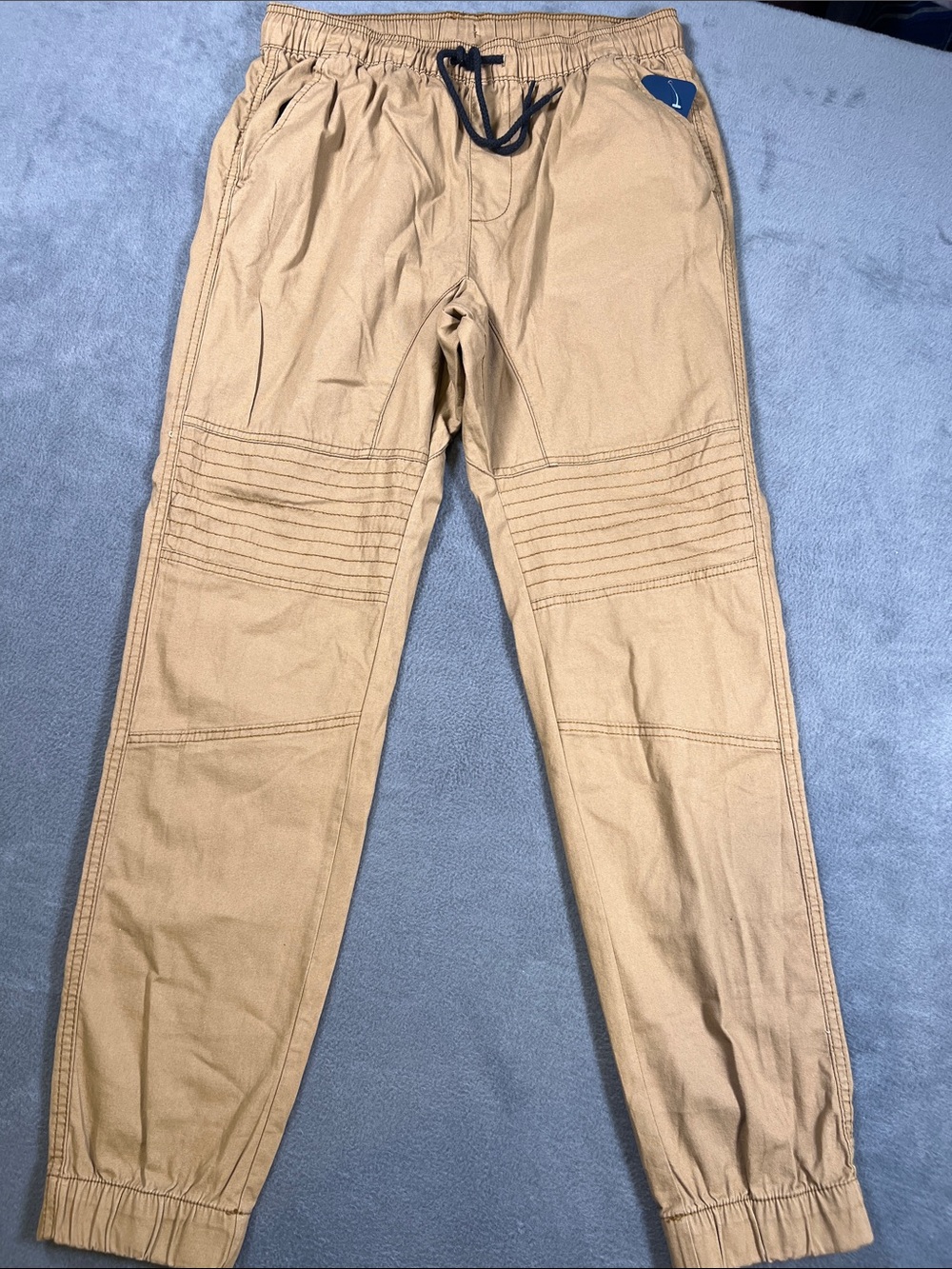 George Tan Jogger Pants with Knee Stitching